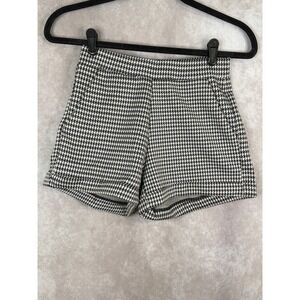 POOF New York Houndstooth Shorts Women's Size S Black White Patterned High Waist